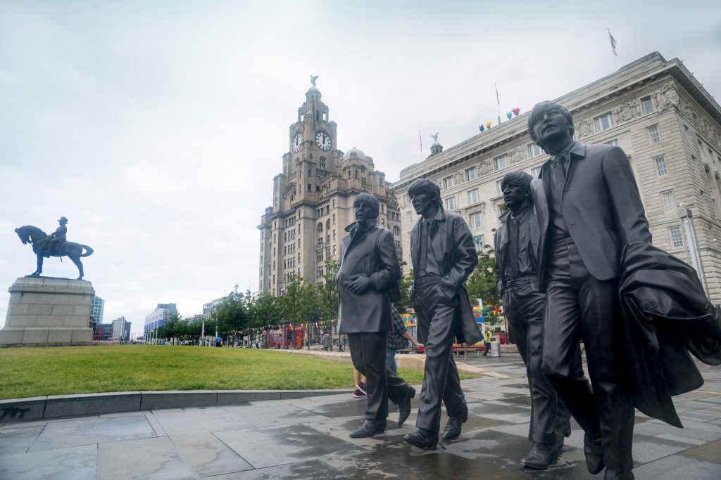 The Beatles near the Liver Building in Liverpool